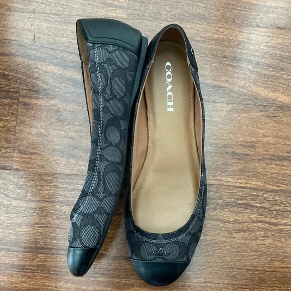 Coach Women's Black and Gray Patterned Flats Sz 9.5 - Picture 3 of 7
